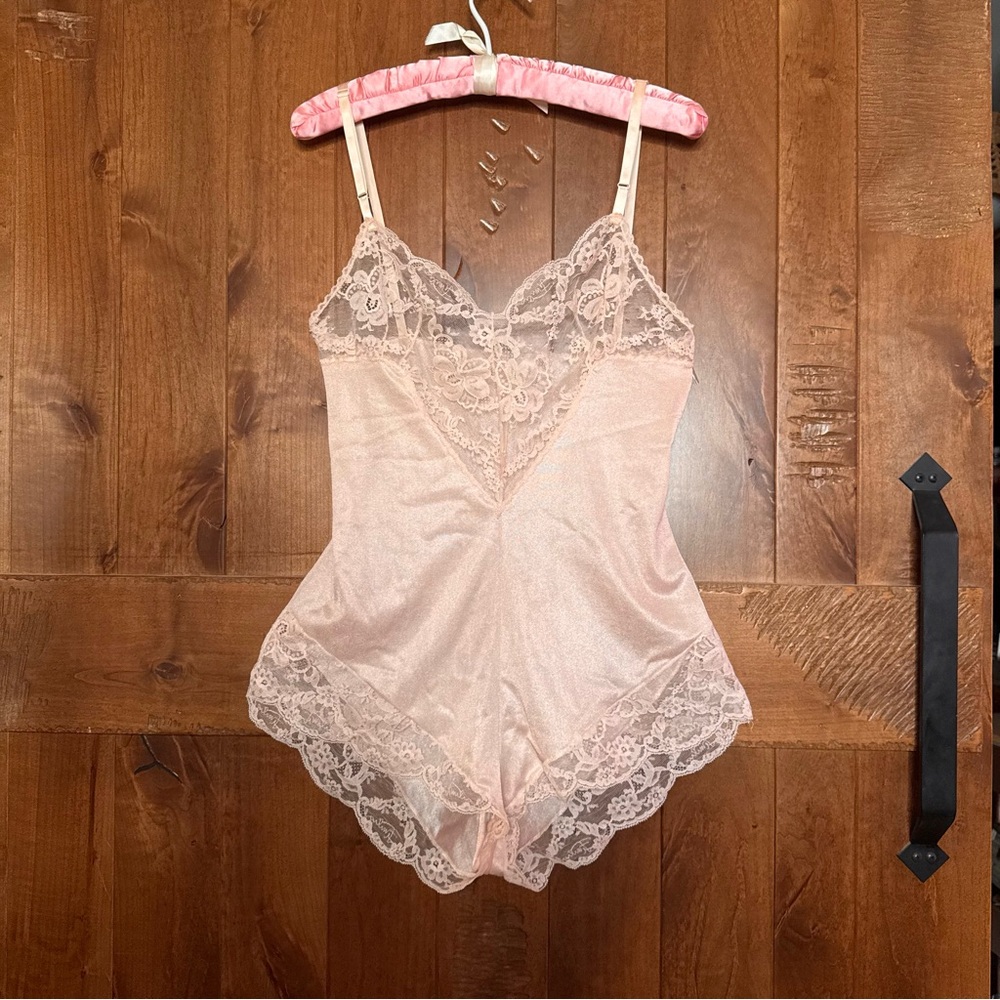Vintage 60s 70s Emilio Pucci for R pastel pink lingerie step in romper jumpsuit